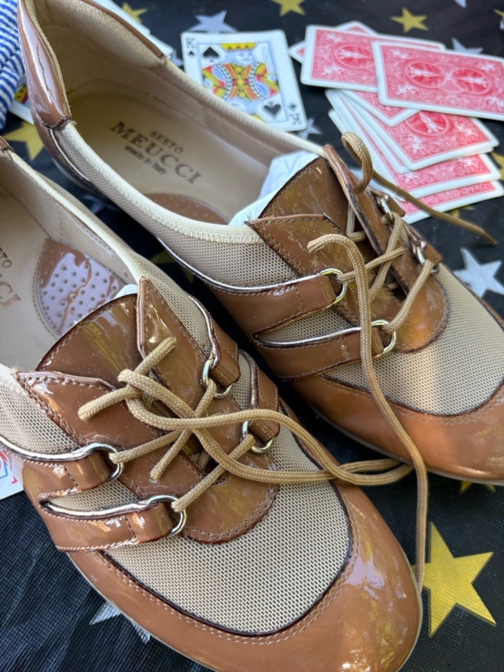 Sesto Meucci women's beige brown ballet shoes Bonnie sneaker Size 8.5 - Picture 6 of 6